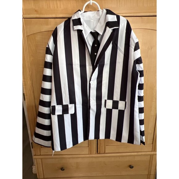 Black & White Striped Suit XXL With Shirt & Tie Two-Piece Set Button-Up Jacket E - Picture 5 of 11